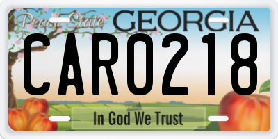 GA license plate CAR0218