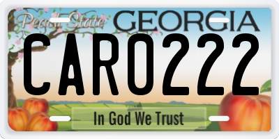 GA license plate CAR0222