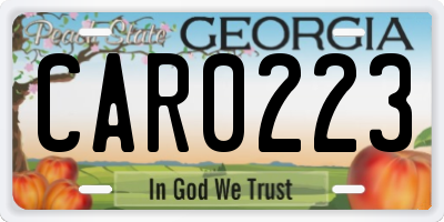 GA license plate CAR0223