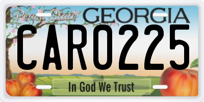 GA license plate CAR0225