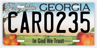 GA license plate CAR0235