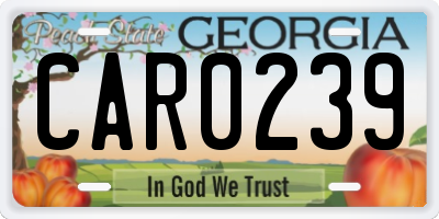 GA license plate CAR0239