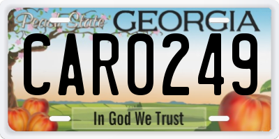 GA license plate CAR0249