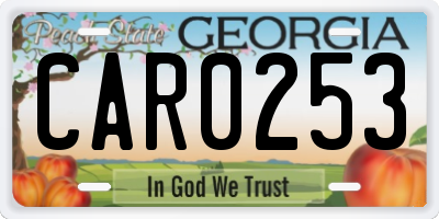 GA license plate CAR0253