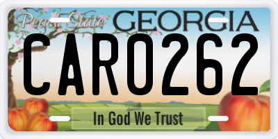 GA license plate CAR0262