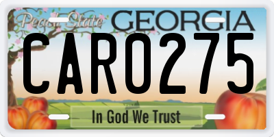 GA license plate CAR0275