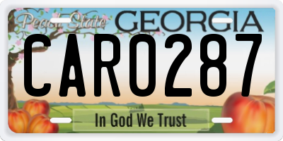 GA license plate CAR0287