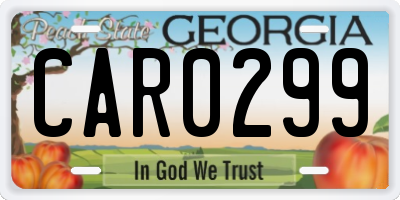 GA license plate CAR0299