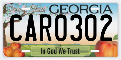 GA license plate CAR0302