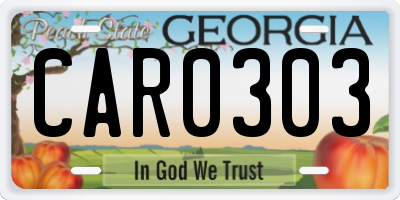 GA license plate CAR0303