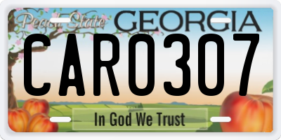 GA license plate CAR0307