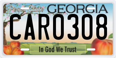 GA license plate CAR0308