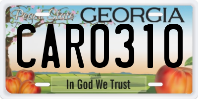 GA license plate CAR0310