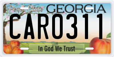 GA license plate CAR0311