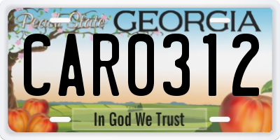 GA license plate CAR0312