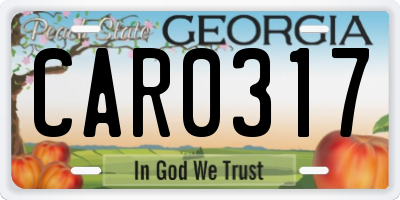 GA license plate CAR0317