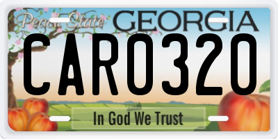 GA license plate CAR0320