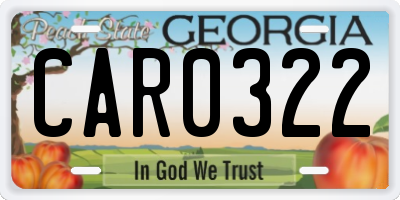 GA license plate CAR0322