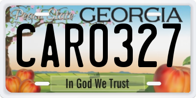 GA license plate CAR0327