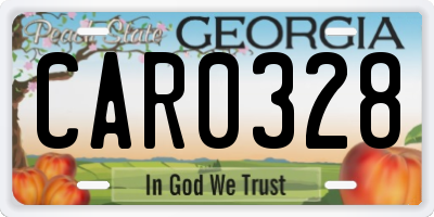 GA license plate CAR0328