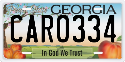 GA license plate CAR0334