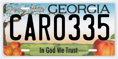 GA license plate CAR0335