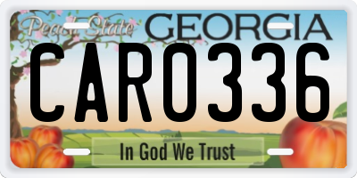 GA license plate CAR0336