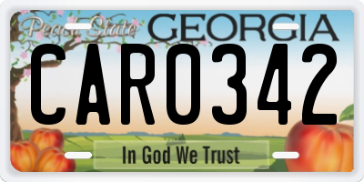 GA license plate CAR0342