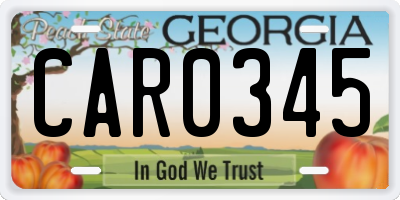 GA license plate CAR0345