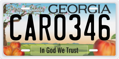 GA license plate CAR0346