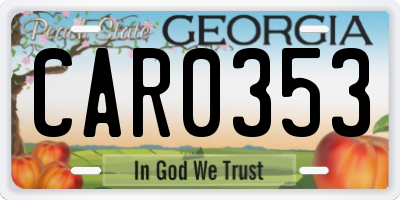 GA license plate CAR0353