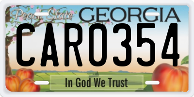 GA license plate CAR0354