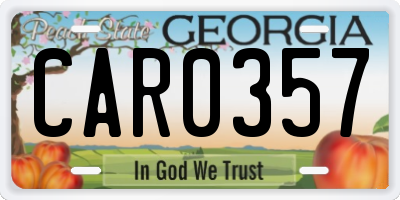 GA license plate CAR0357