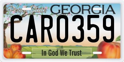 GA license plate CAR0359