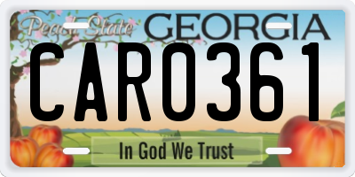 GA license plate CAR0361