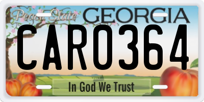 GA license plate CAR0364