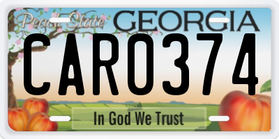 GA license plate CAR0374