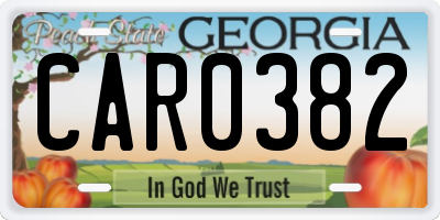 GA license plate CAR0382