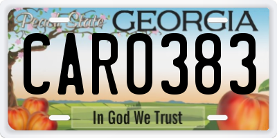 GA license plate CAR0383