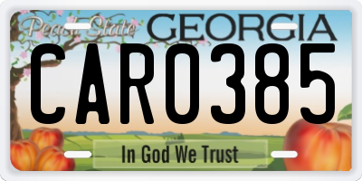 GA license plate CAR0385