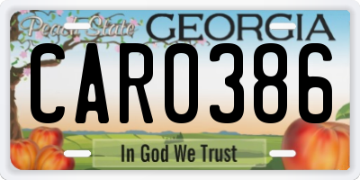 GA license plate CAR0386