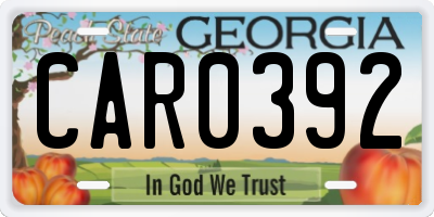 GA license plate CAR0392