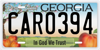 GA license plate CAR0394