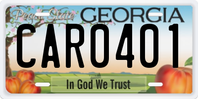 GA license plate CAR0401