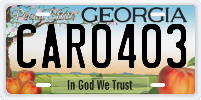 GA license plate CAR0403