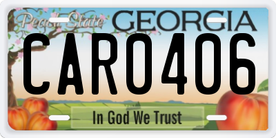 GA license plate CAR0406