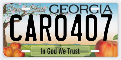 GA license plate CAR0407