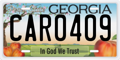 GA license plate CAR0409