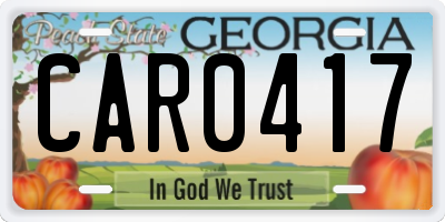 GA license plate CAR0417