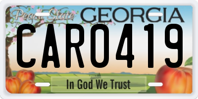 GA license plate CAR0419